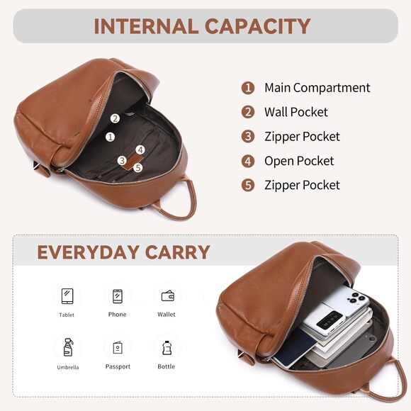 7119 Leather Backpack Fashion Designer Shoulder Bags Soft Leather Backpack main image 6